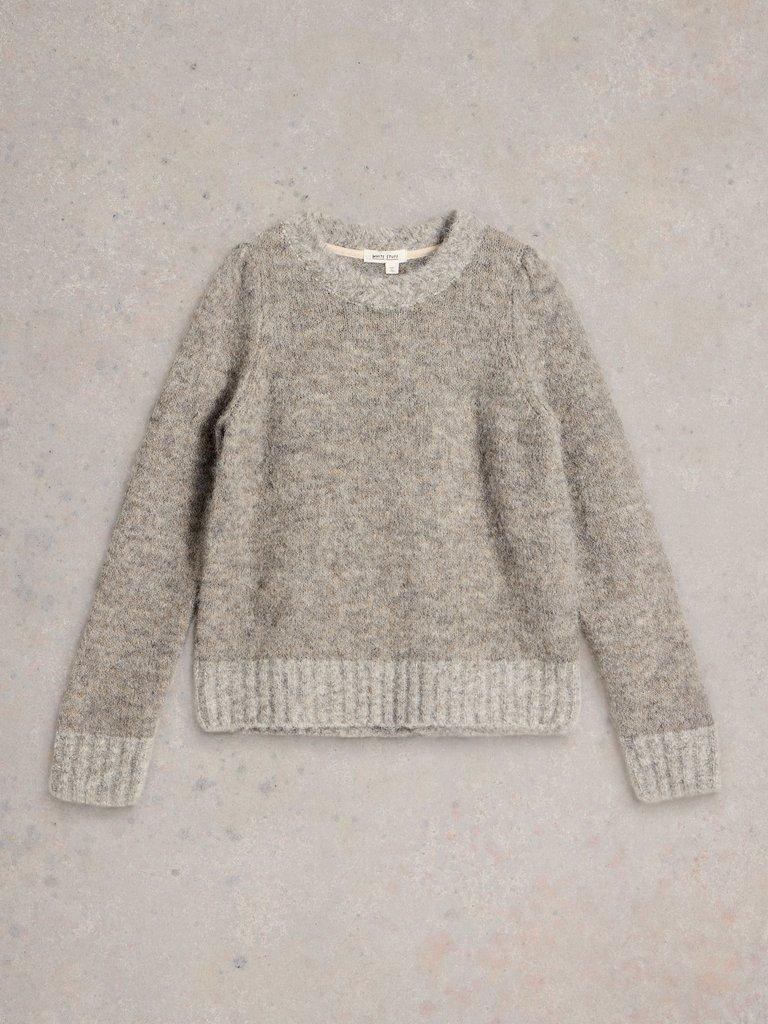 PAIGE PUFF SLEEVE JUMPER in MID GREY - FLAT FRONT