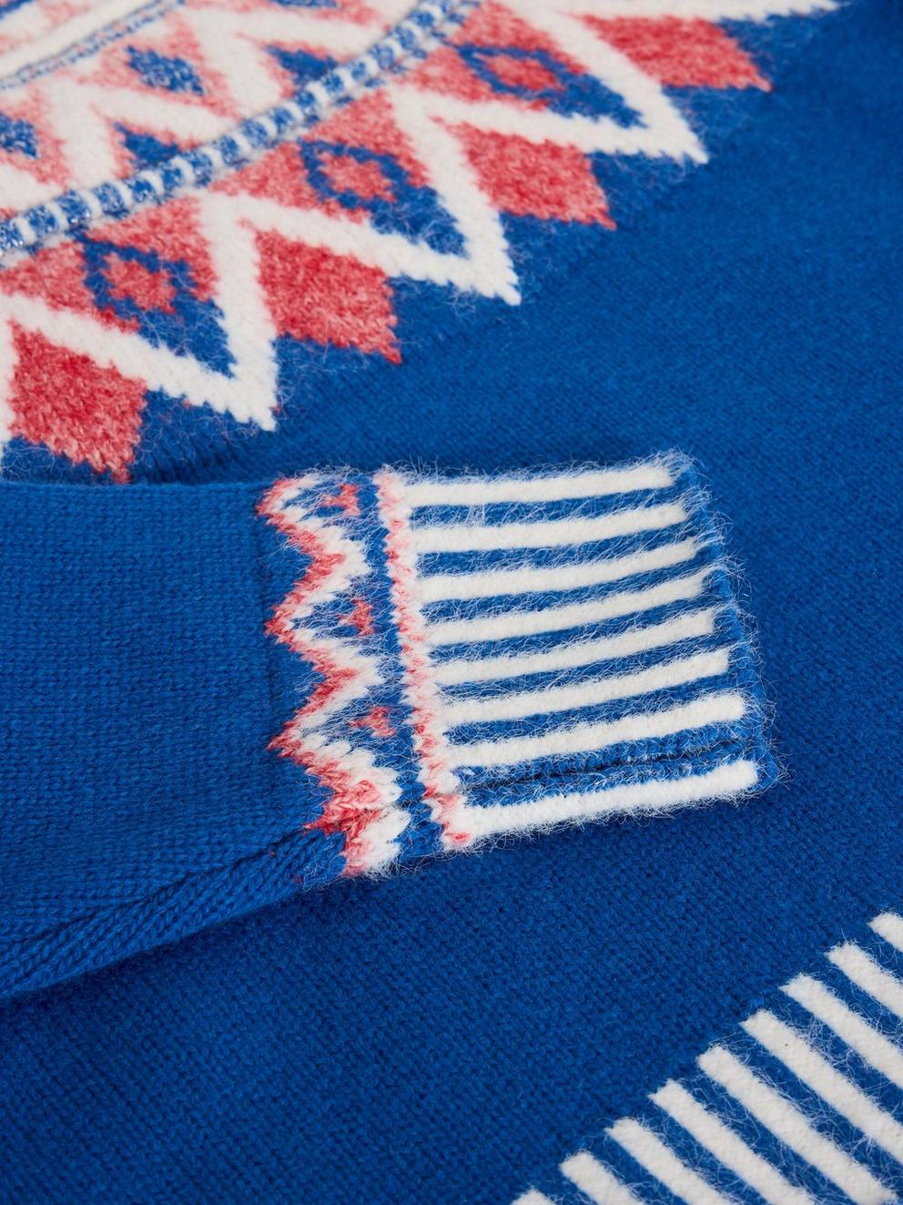 SAPPHIRE FAIRISLE JUMPER in BLUE MLT - FLAT DETAIL