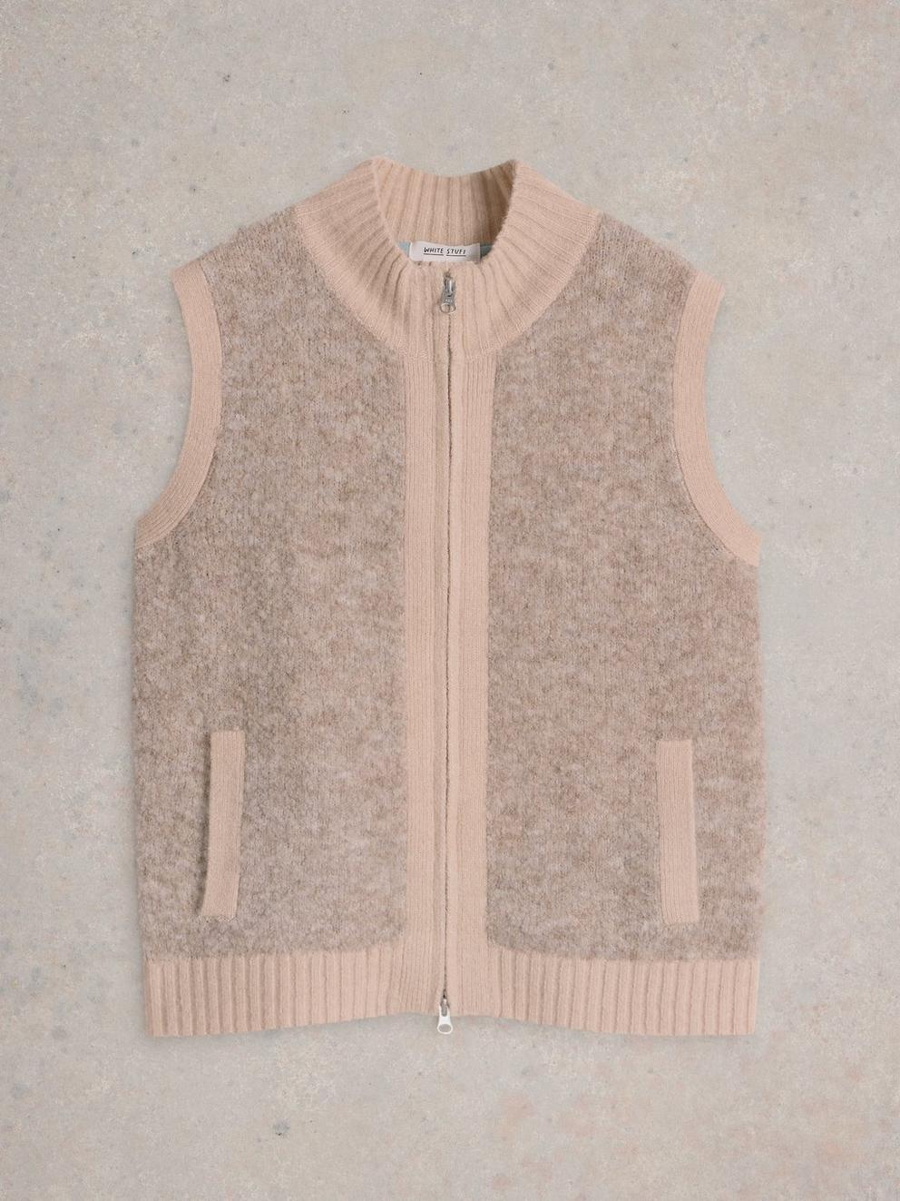 BECKY BOUCLE GILET in LGT NAT - FLAT FRONT