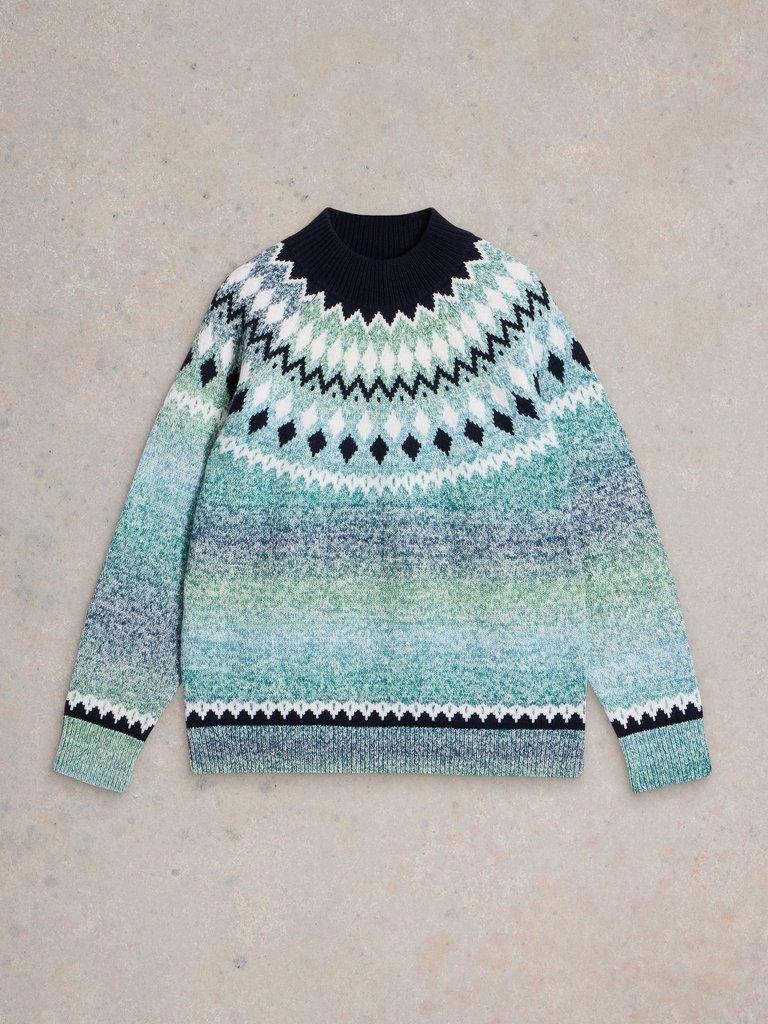 SASHA FAIRISLE JUMPER in BLUE MLT - FLAT FRONT