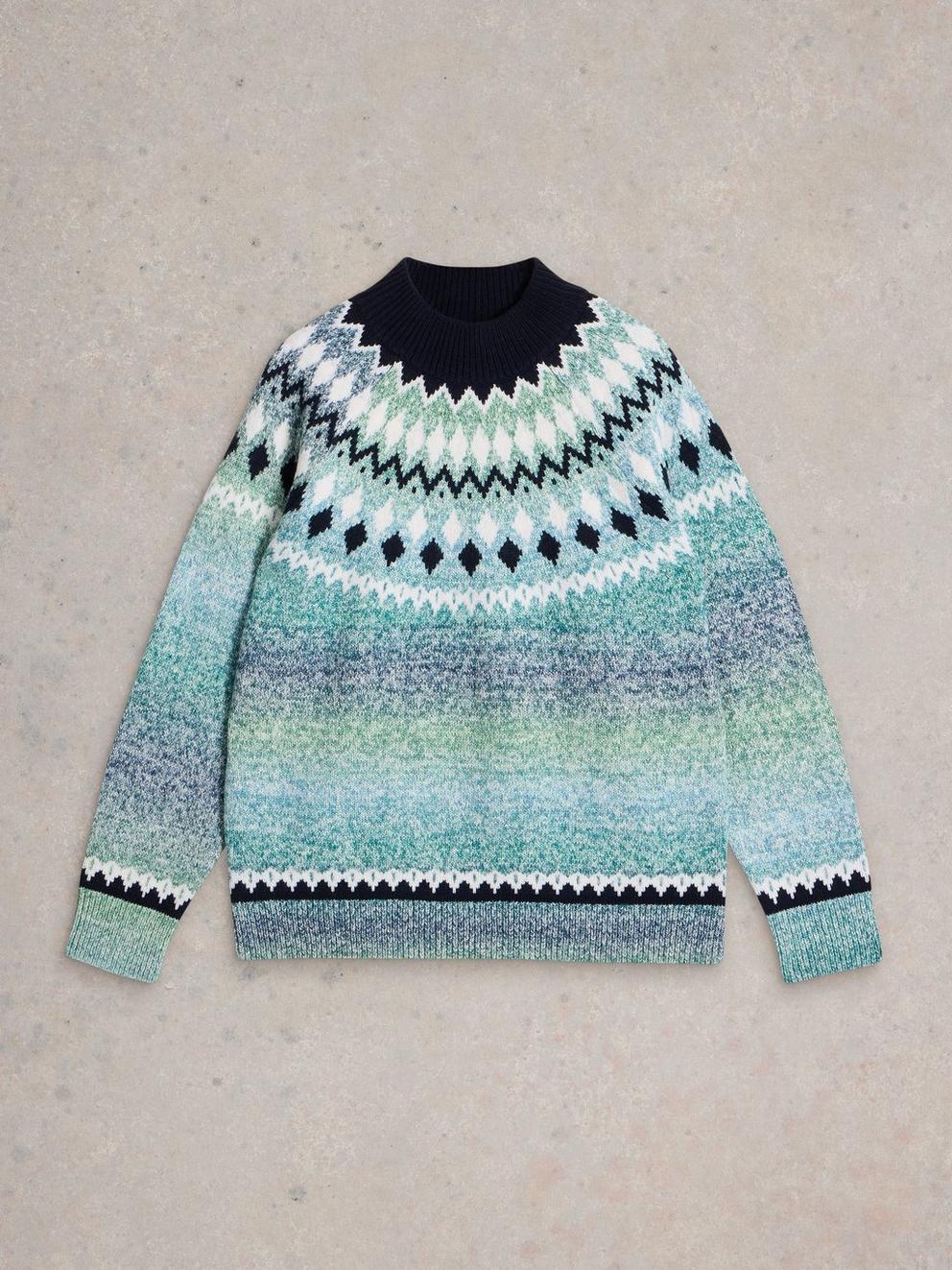 SASHA FAIRISLE JUMPER in BLUE MLT - FLAT FRONT