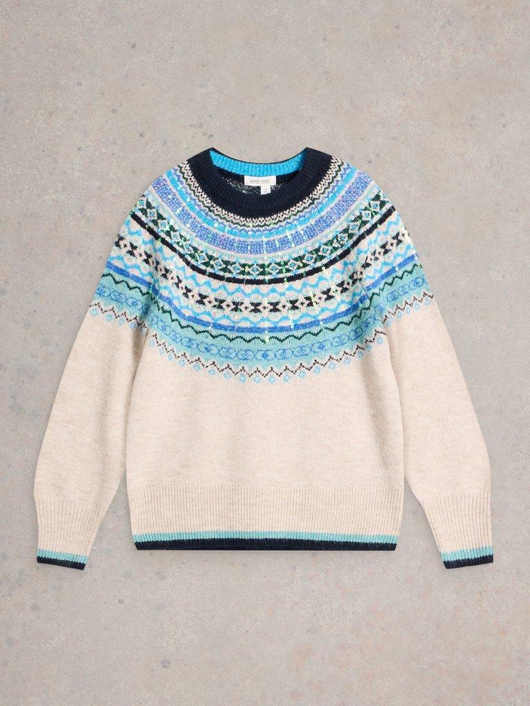 FROSTED FAIRISLE JUMPER in NAT MLT - FLAT FRONT