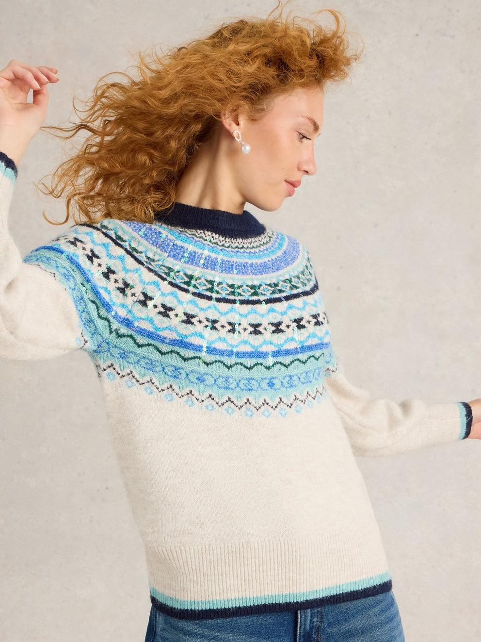 FROSTED FAIRISLE JUMPER in NAT MLT - LIFESTYLE