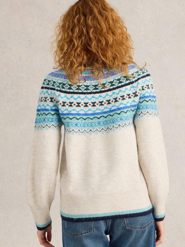 FROSTED FAIRISLE JUMPER in NAT MLT - MODEL BACK