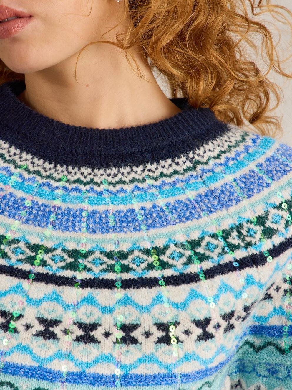 FROSTED FAIRISLE JUMPER in NAT MLT - MODEL DETAIL