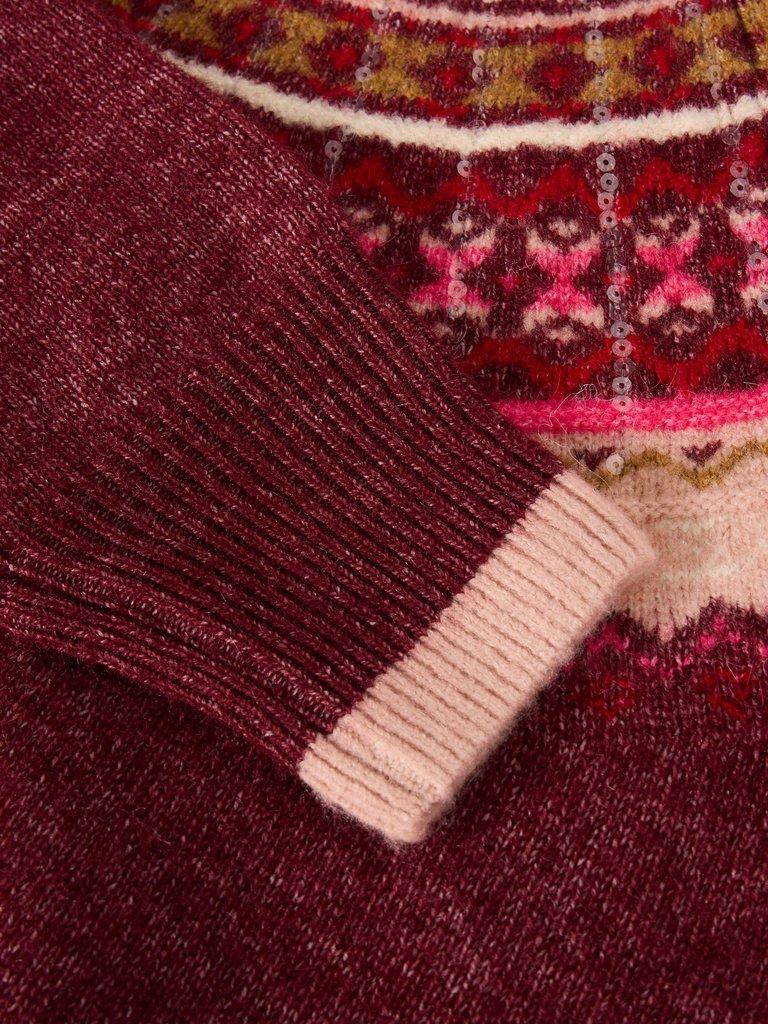 FROSTED FAIRISLE JUMPER in PLUM MLT - FLAT DETAIL