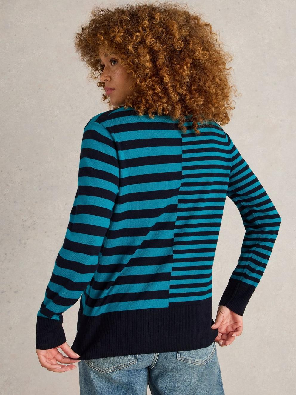 MAGGIE LONG SLEEVE JUMPER in GREEN MLT - MODEL BACK