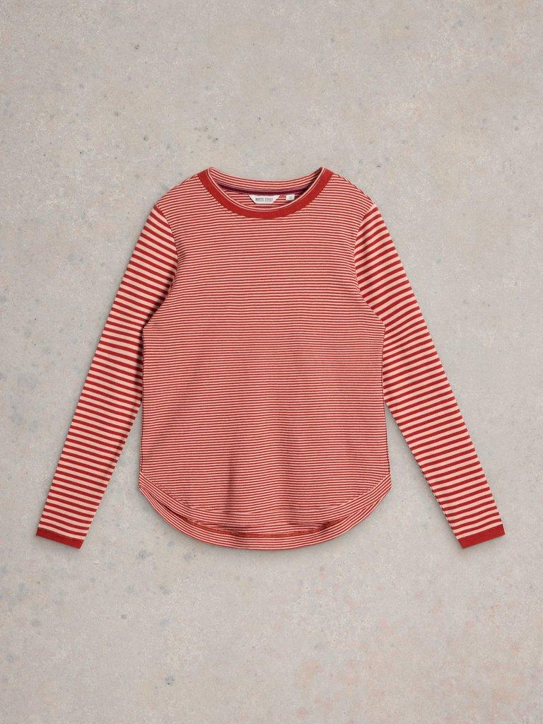 CLARA SPARKLE LS TEE in RED MLT - FLAT FRONT