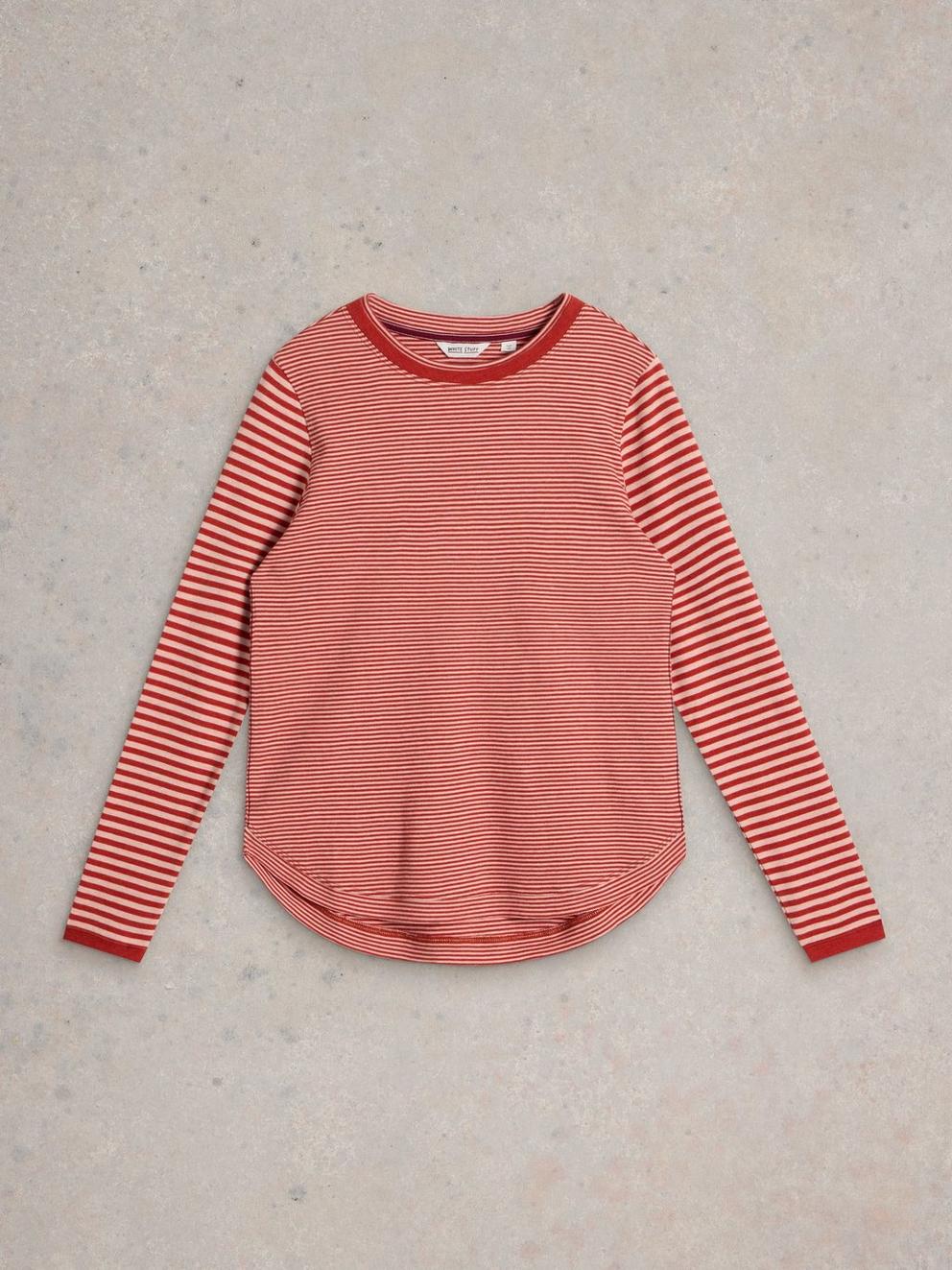 CLARA SPARKLE LS TEE in RED MLT - FLAT FRONT