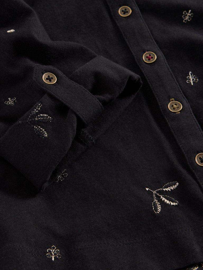 ANNIE EMBROIDERED COLLARED SHIRT in BLK MLT - FLAT DETAIL