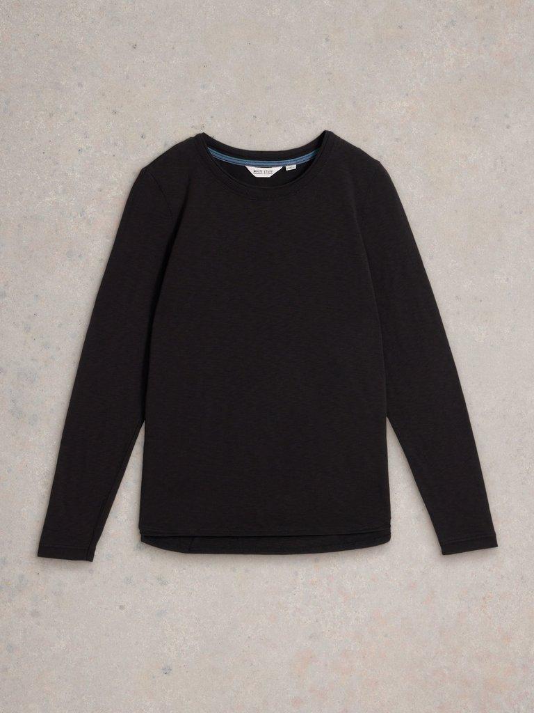 CLARA CREW NECK TEE in PURE BLK - FLAT FRONT