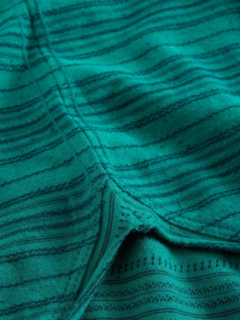 CLARA STITCH LS TEE in TEAL MLT - FLAT DETAIL