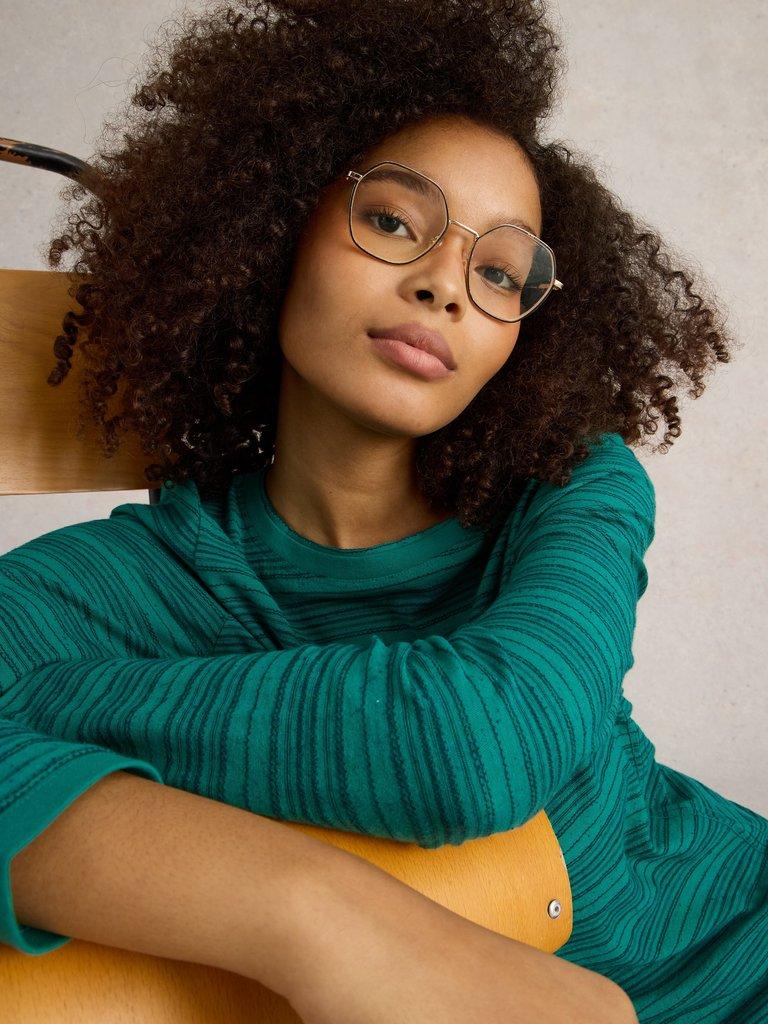 CLARA STITCH LS TEE in TEAL MLT - LIFESTYLE