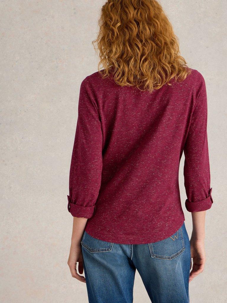 ANNIE SPARKLE SHIRT in DK PLUM - MODEL BACK