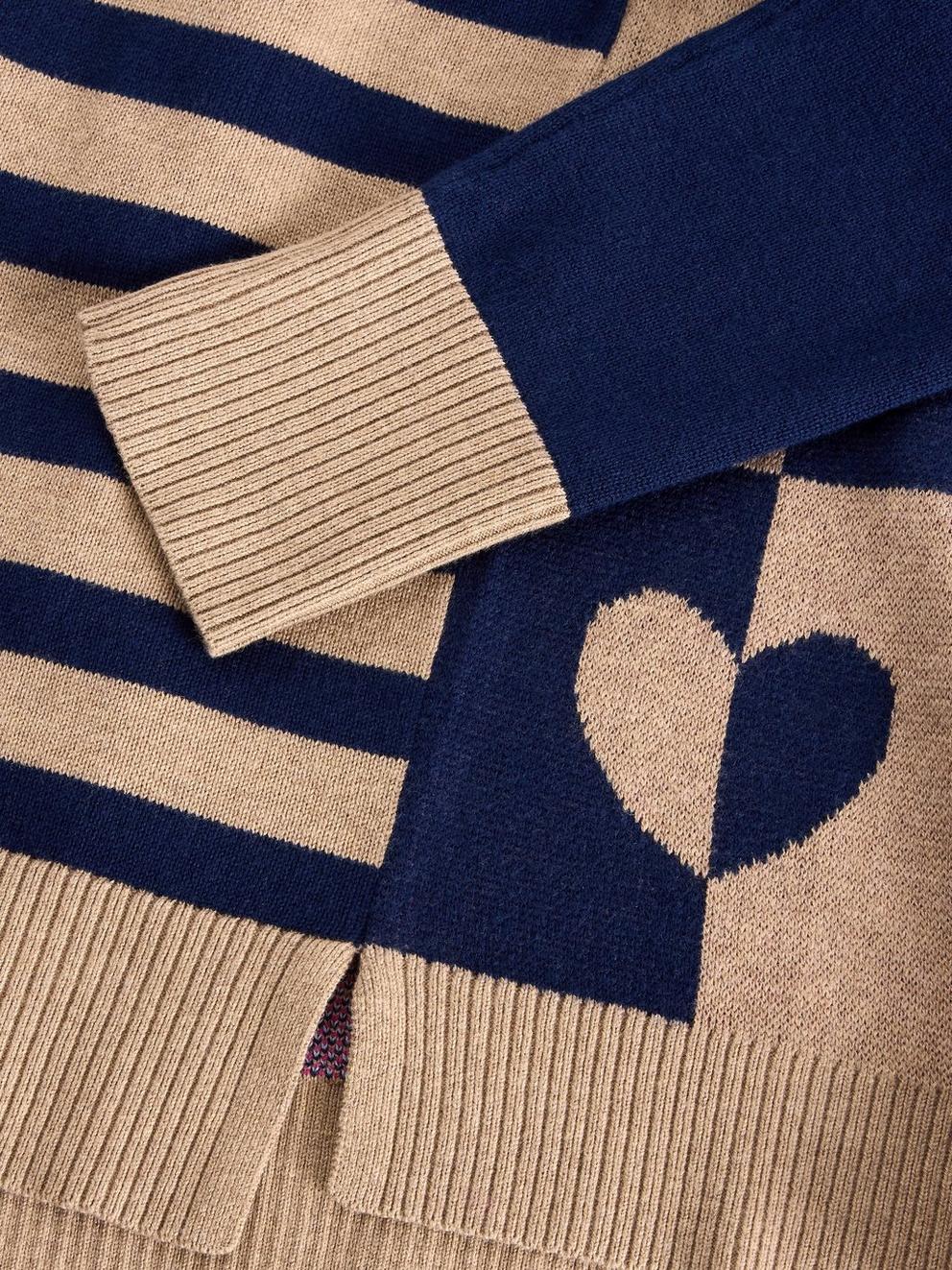 CITY CHECK HEART JUMPER in NAT MLT - FLAT DETAIL