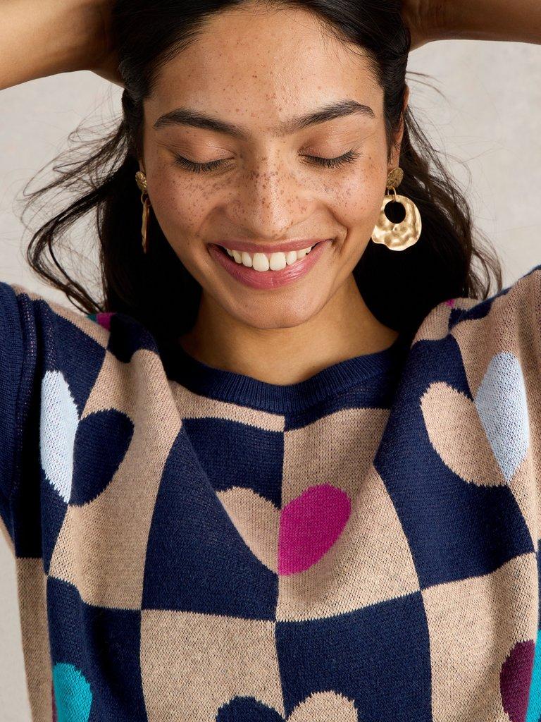 CITY CHECK HEART JUMPER in NAT MLT - LIFESTYLE