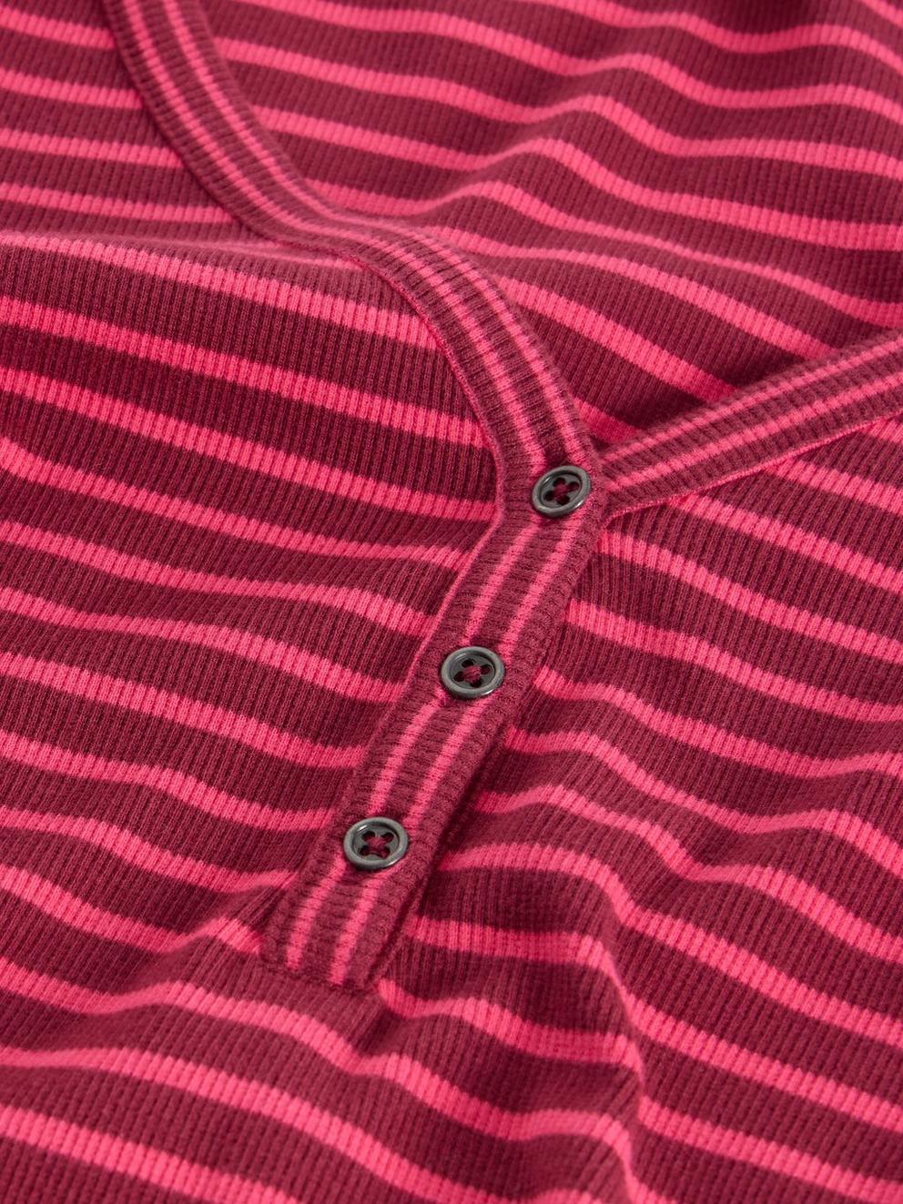 HALLEY RIB STRIPED HENLEY in PINK MLT - FLAT DETAIL