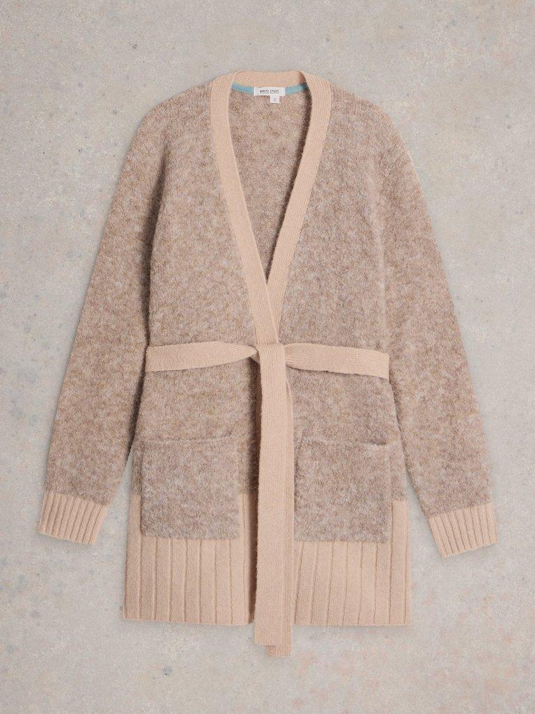 BOBBY BOUCLE BELTED CARDI in LGT NAT - FLAT FRONT