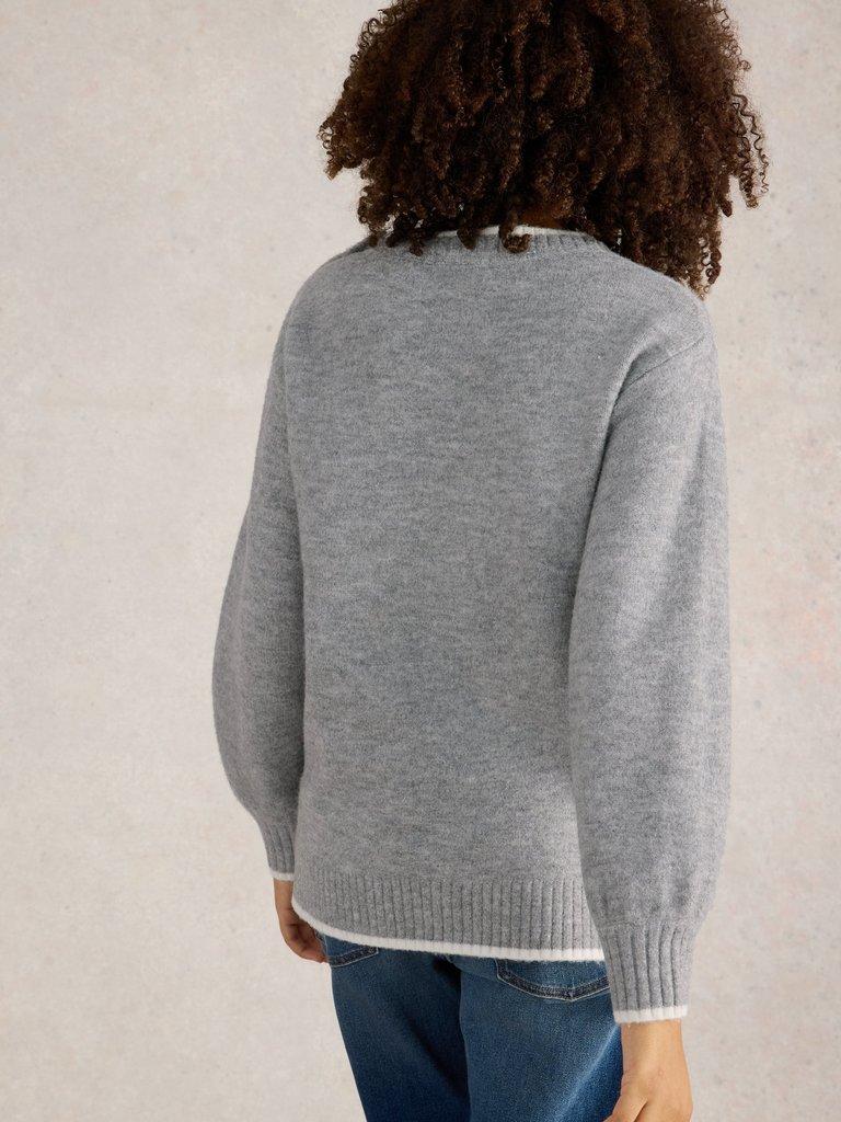 LUCY LONGLINE JUMPER in LGT GREY - MODEL BACK