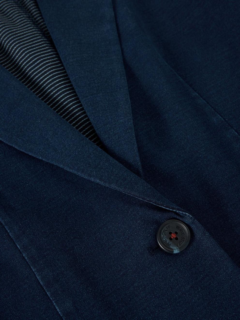 Evelyn Cotton Jersey Blazer in DK DENIM - FLAT DETAIL