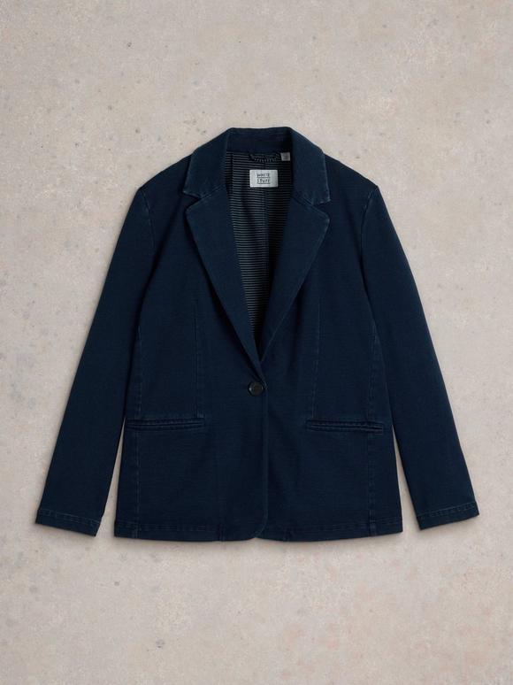 Evelyn Jersey Blazer in DK DENIM White Stuff