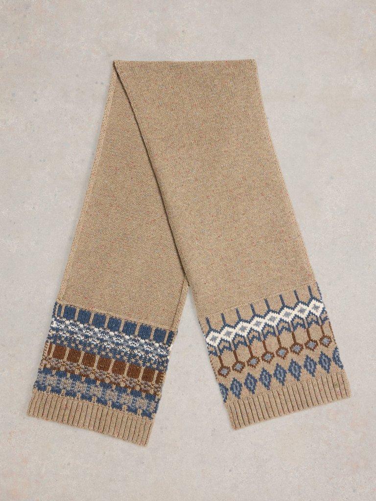 Grove Fairisle Scarf in NAT MLT - FLAT BACK