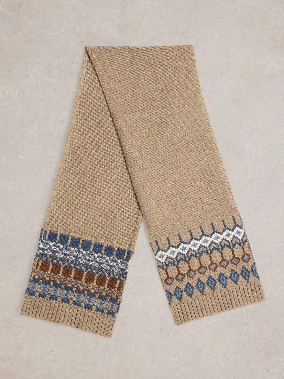 Grove Fairisle Scarf in NAT MLT - FLAT BACK