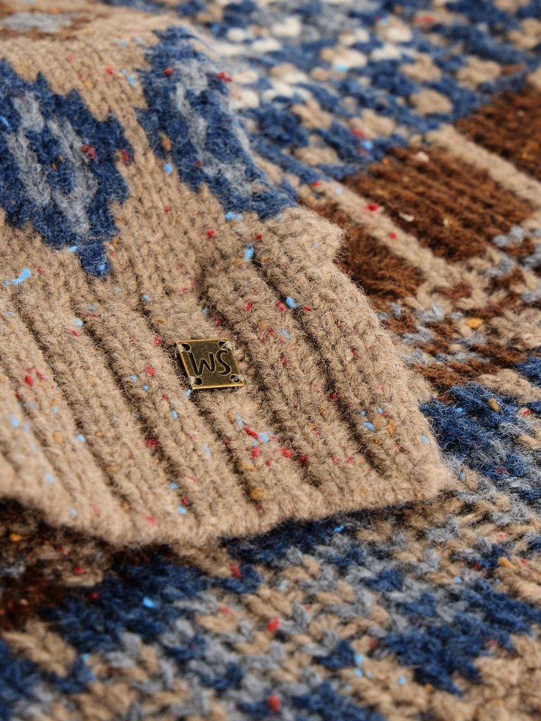 Grove Fairisle Scarf in NAT MLT - FLAT DETAIL