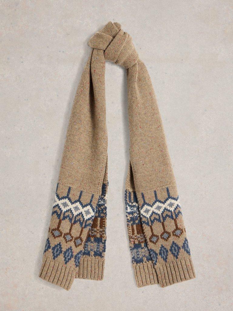 Grove Fairisle Scarf in NAT MLT - FLAT FRONT