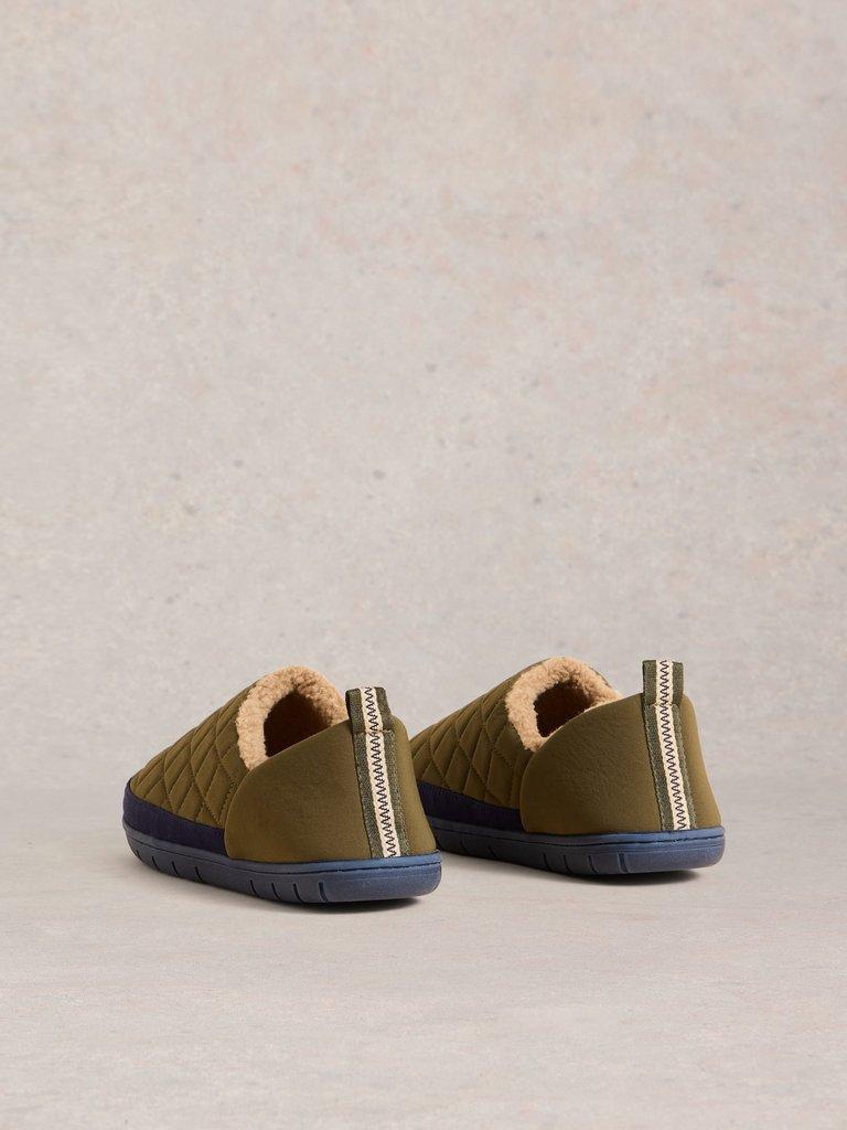 Nylon Puffer Slipper in KHAKI GRN - FLAT BACK