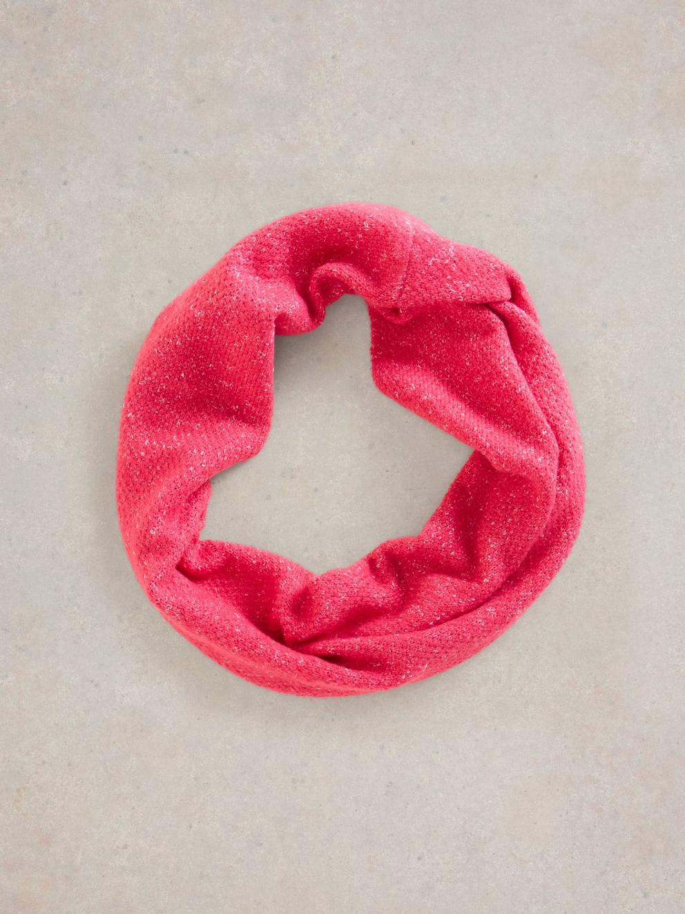 Abby Knitted Snood in BRT PINK - FLAT DETAIL