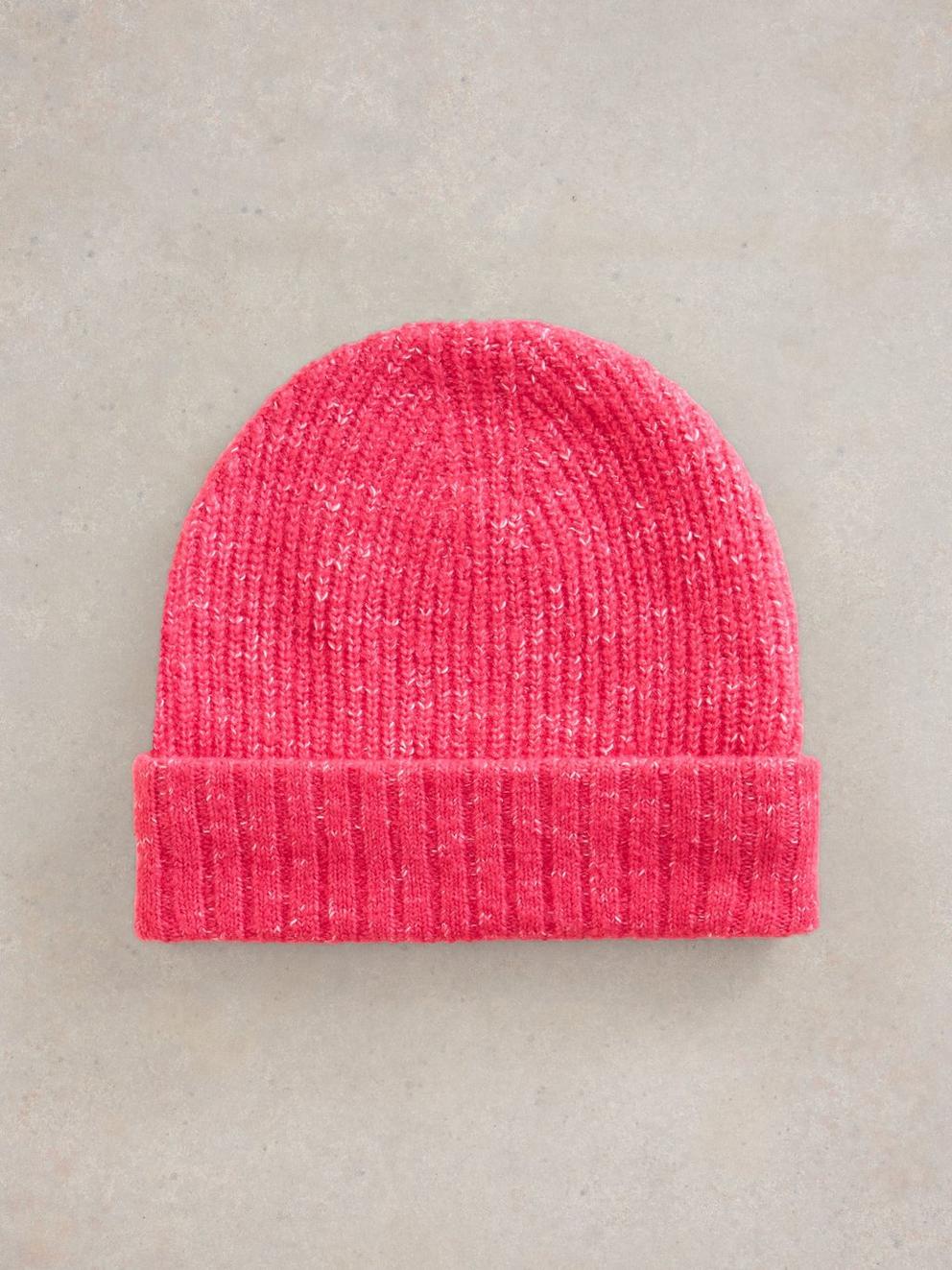 Abby Knitted Beanie in BRT PINK - FLAT FRONT