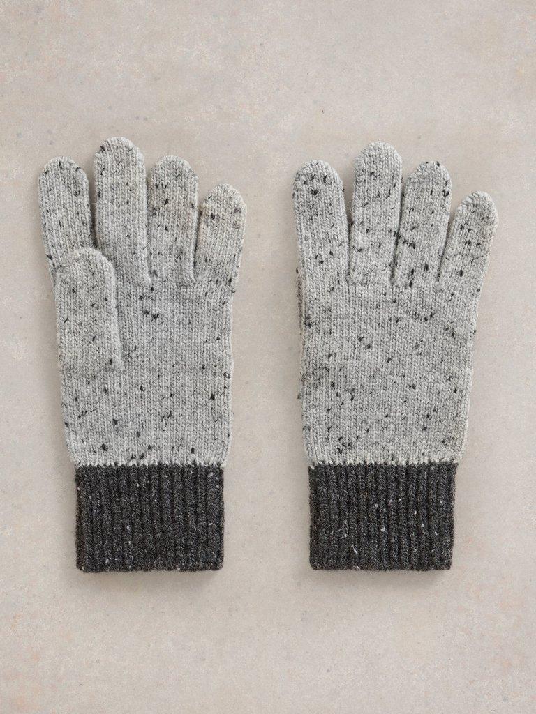 Albie Knit Gloves in GREY MLT - FLAT BACK