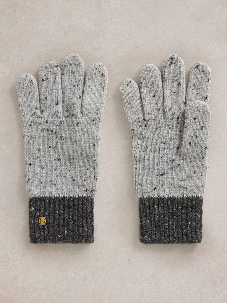 Albie Knit Gloves in GREY MLT - FLAT FRONT