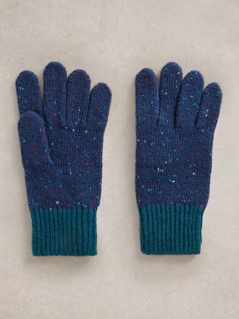 Albie Knit Gloves in NAVY MULTI - FLAT BACK