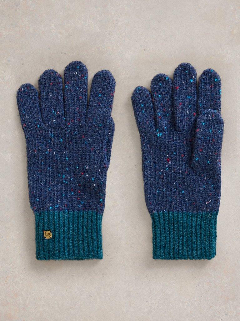 Albie Knit Gloves in NAVY MULTI - FLAT FRONT