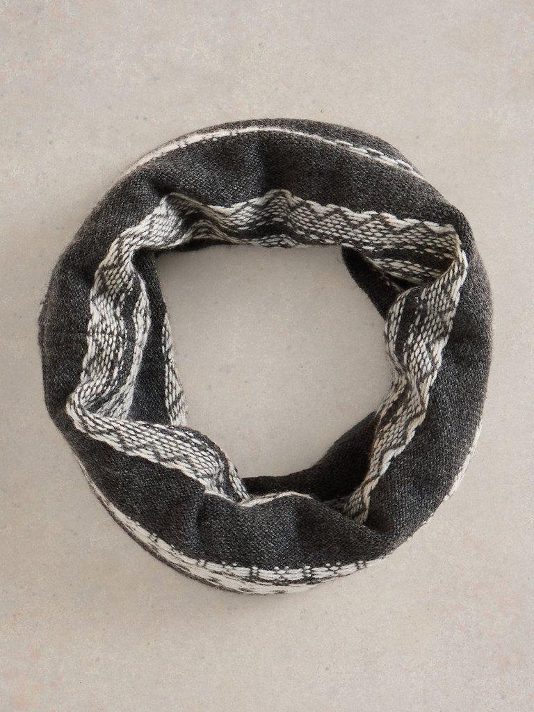 Bambury Fairisle Snood in GREY MLT - FLAT DETAIL