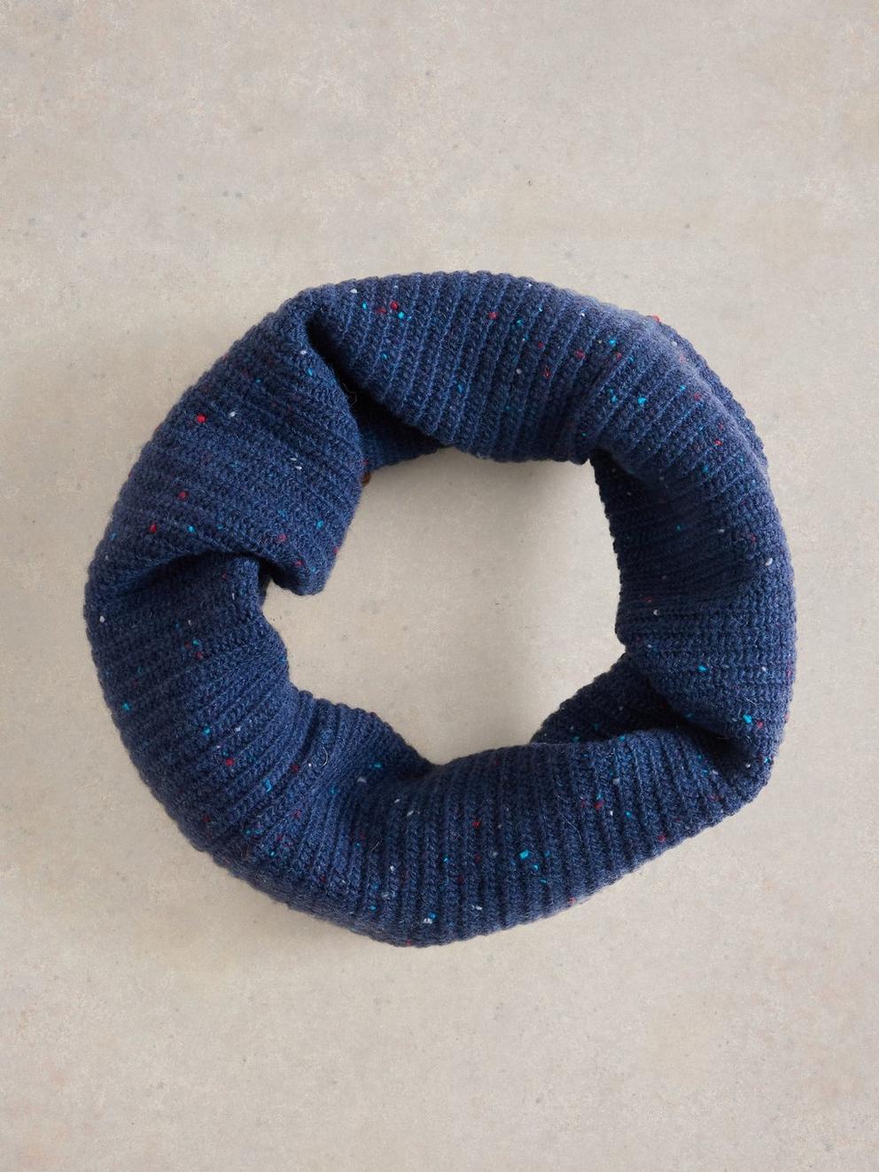 Albie Knit Colourblock Snood in NAVY MULTI - FLAT DETAIL