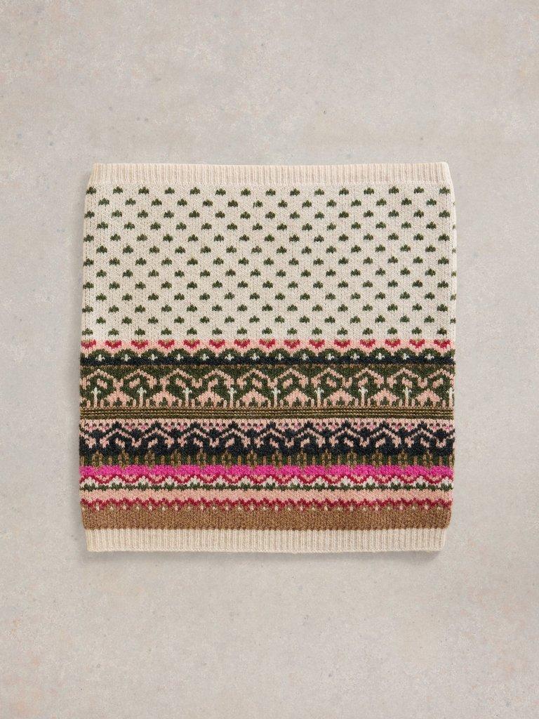 Fairisle Knitted Snood in NAT MLT - FLAT FRONT