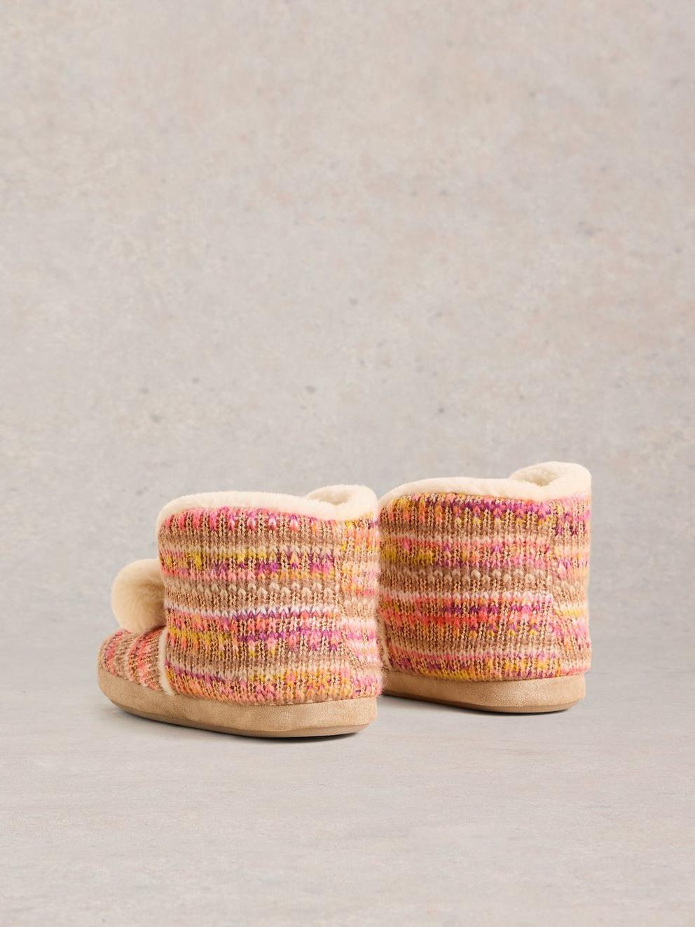 Knitted Bootie Slipper in NAT MLT - FLAT BACK