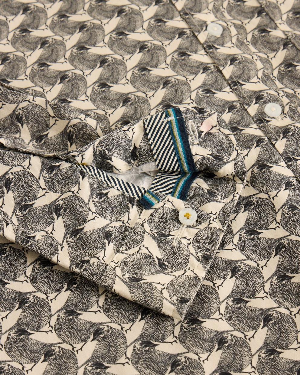 Bird Printed Shirt in WHITE PR - FLAT DETAIL