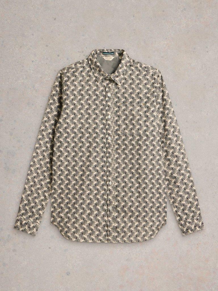 Bird Printed Shirt in WHITE PR - FLAT FRONT