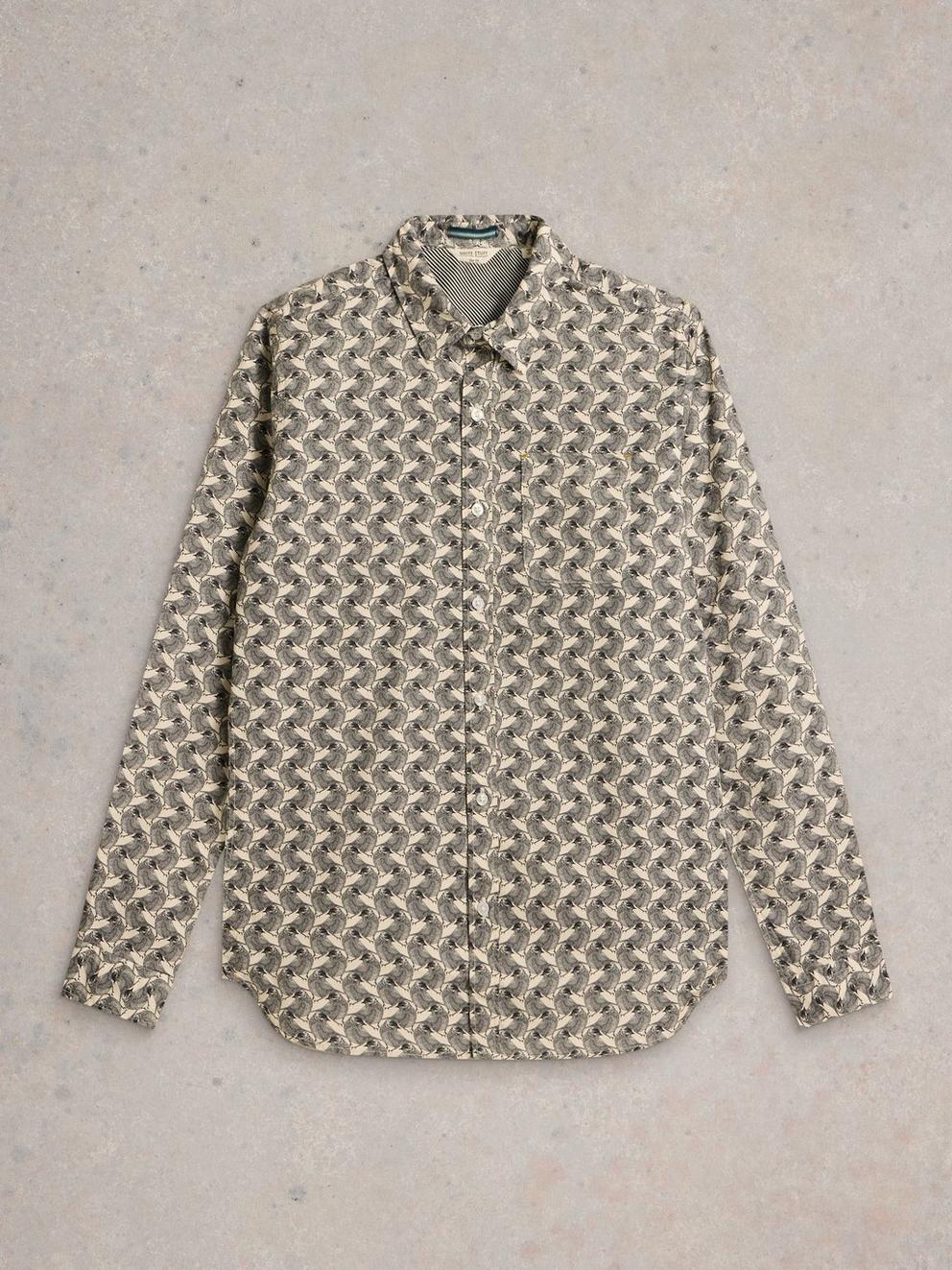 Bird Printed Shirt in WHITE PR - FLAT FRONT