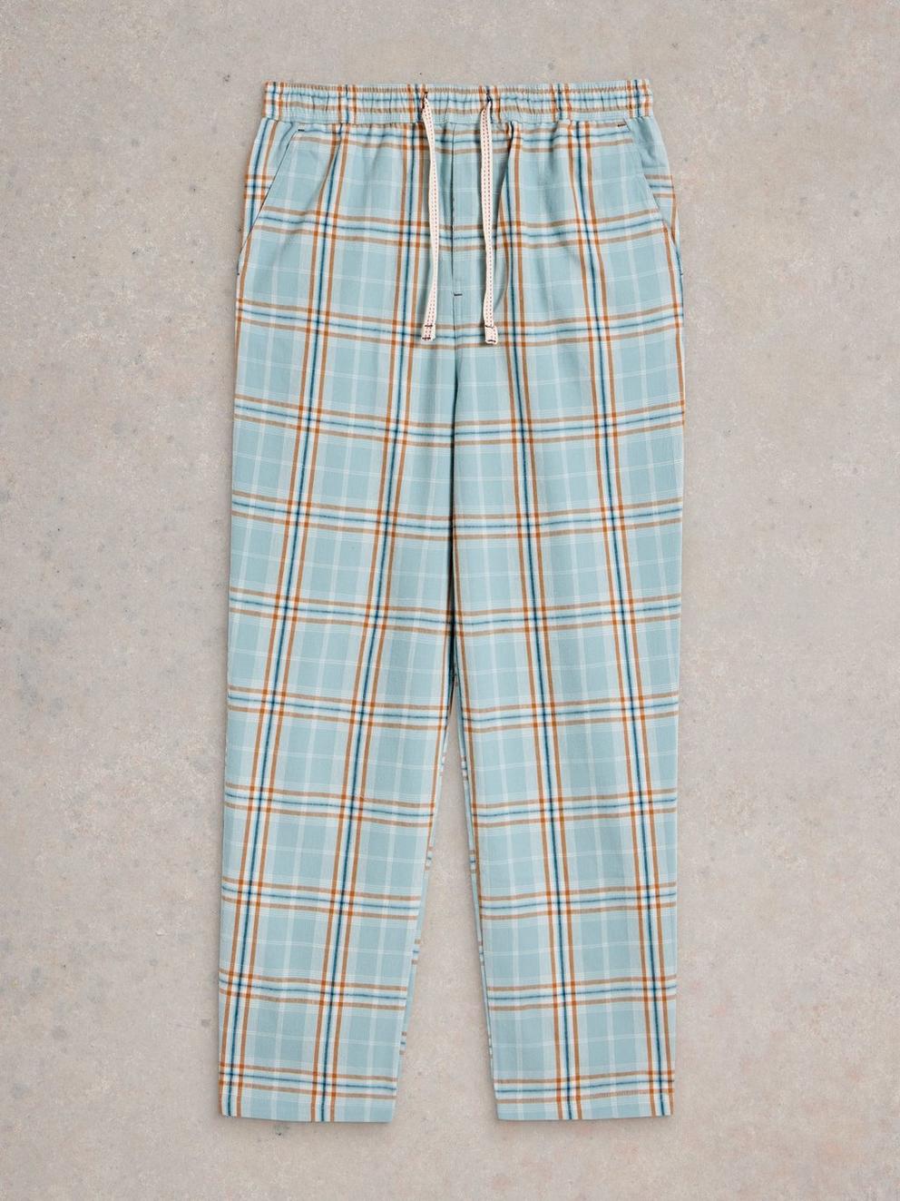 Moorland Flannel PJ Trousers in BLUE MLT - FLAT FRONT