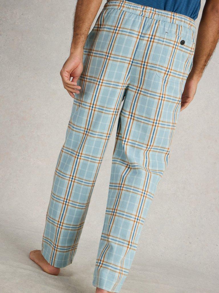 Moorland Flannel PJ Trousers in BLUE MLT - MODEL BACK