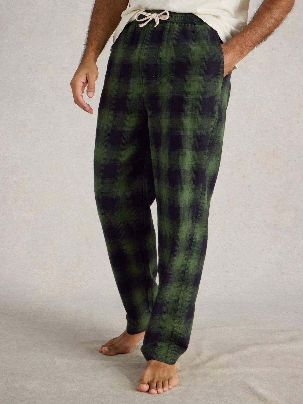 Moorland Flannel PJ Trousers in GREEN MLT - LIFESTYLE