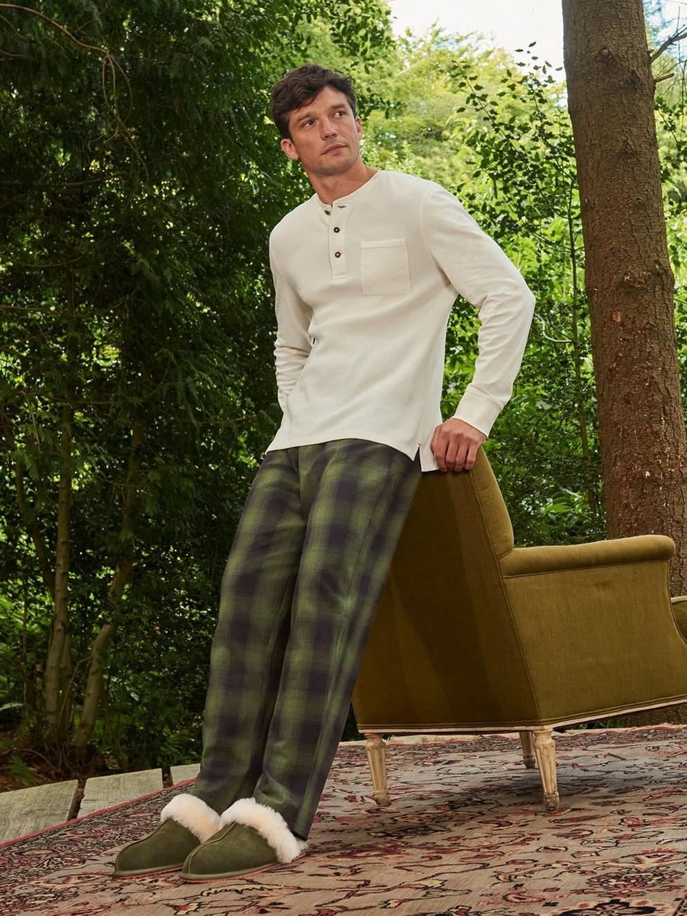 Moorland Flannel PJ Trousers in GREEN MLT - MIXED