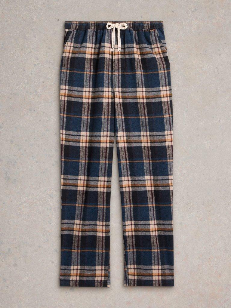 Moorland Flannel PJ Trousers in NAVY MULTI - FLAT FRONT