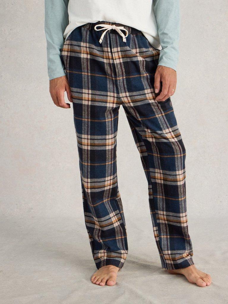 Moorland Flannel PJ Trousers in NAVY MULTI - MODEL DETAIL