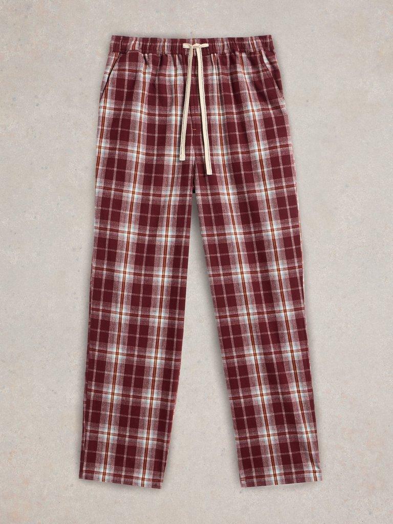 Moorland Flannel PJ Trousers in PLUM MLT - FLAT FRONT